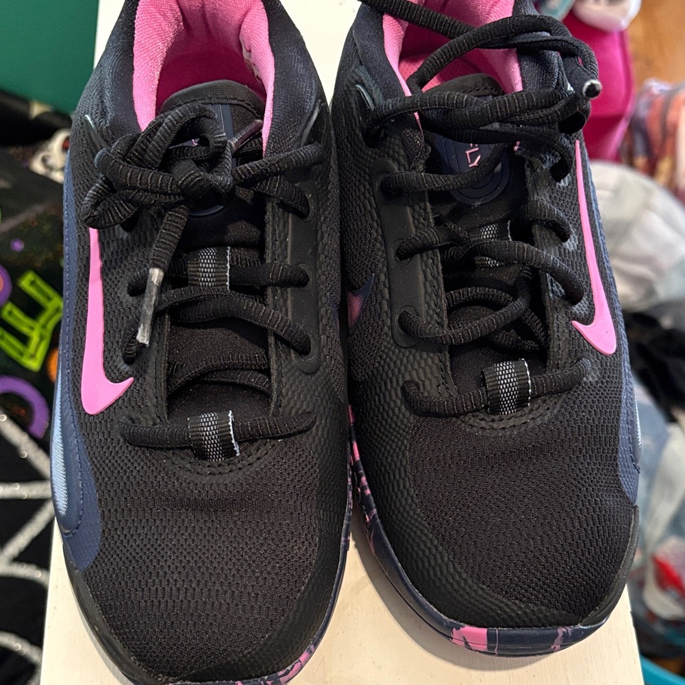 Girls Black and Pink Athletic Shoes
